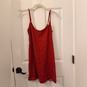 Reformation Red Mini Dress with White Polka Dots